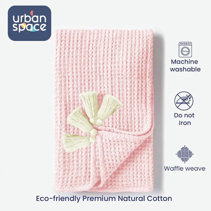 Urban Space Cotton Waffle Throw Blanket, Soft Decorative Throw for Living Room, Sofa, Chair and Couch, Handmade,Reversible and Breathable Throw Waffle Blush Pink