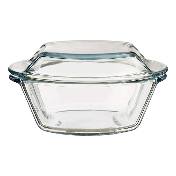 Femora Borosilicate Serving Bowl | Glass Casserole Set, Glass Bowl With Lid, Microwave Safe Bowl Set | Pack of 1 | 1500 Ml
