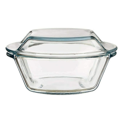 Femora Borosilicate Serving Bowl | Glass Casserole Set, Glass Bowl With Lid, Microwave Safe Bowl Set | Pack of 1 | 1500 Ml
