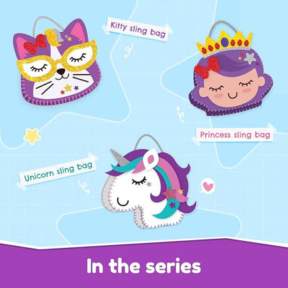 Bloomingo Art & Craft Kit - Kitty Sling Bag | Fun Mess Free Arts & Craft Kit for Kids | Design Your Own Cute Diy Craft Bag
