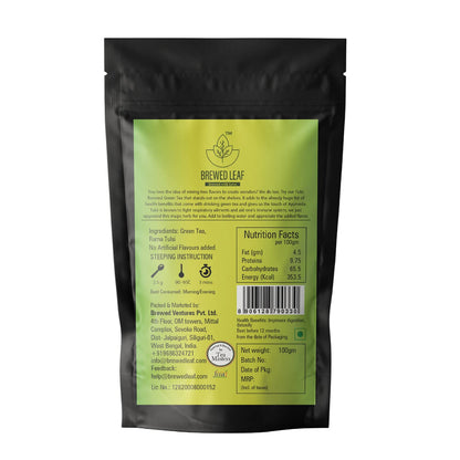 Brewed Leaf Natural and Fresh Tulsi Green Tea - 100 gms