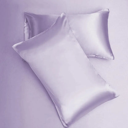 Cloth Fusion Satin Pillow Cover Set of 2 Pillow case with 3 Satin Soft Scrunchies Lilac Colour