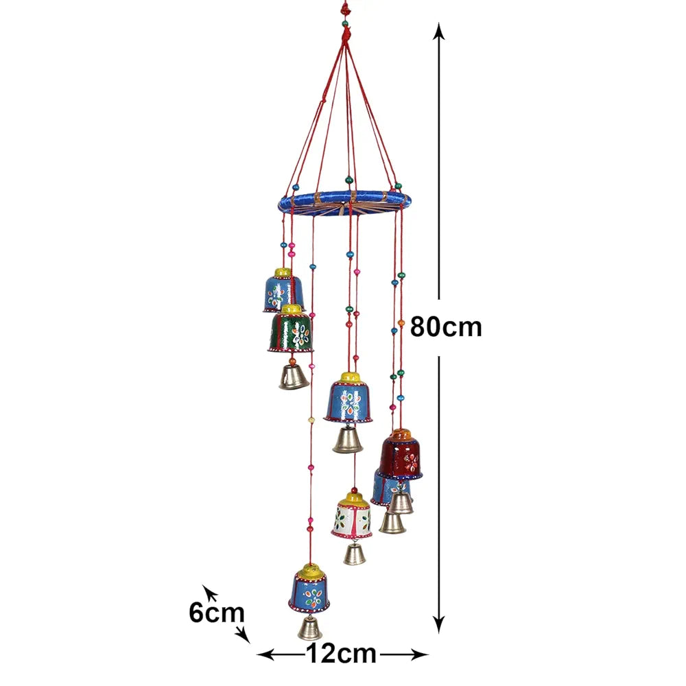 Kuber Industries Handcrafted Wall Hanging Bells with Ring Traditional Rajasthani Hand Painted Bells