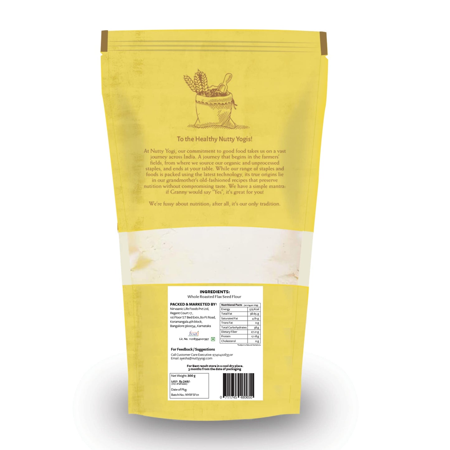 Nutty Yogi Whole Roasted Flax Seed Flour 300g