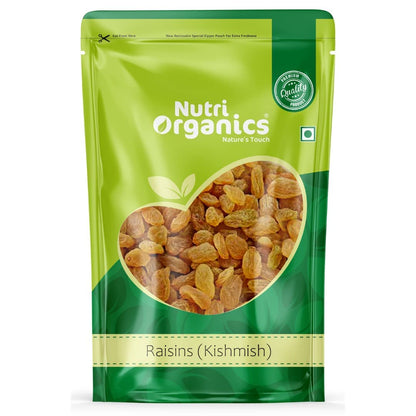 Nutri Organics Dry Fruits Premium Seedless Kismish Green Raisins 200 gm Dry Grapes Kishmish - Ziplock Pouch