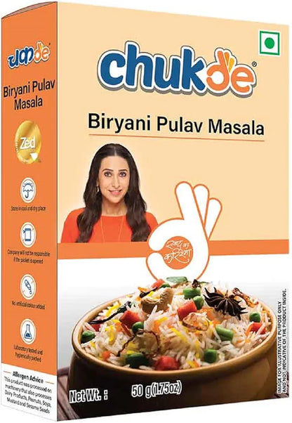 Chukde - Biryani Pulav Masala - Enhance Your Rice Dishes with Traditional Indian Flavors - Ideal for Making Flavorful and Aromatic Rice Dishes - Powdered Blended Spice - 50 Gm
