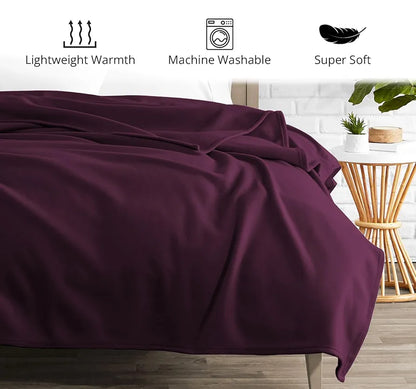 Cloth Fusion Polar Fleece AC Blanket for Winter Double Size Soft Woolen Blanket for Travel & Sleeping Wine
