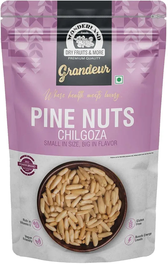 WONDERLAND FOODS  Grandeur Premium Pine Nuts 200G Pouch|Chilgoza Dried Fruit|Chilgoza Giri|Chilgoja Seeds|Crunchy Pine Seeds For Eating,Luxury Eatable Snack