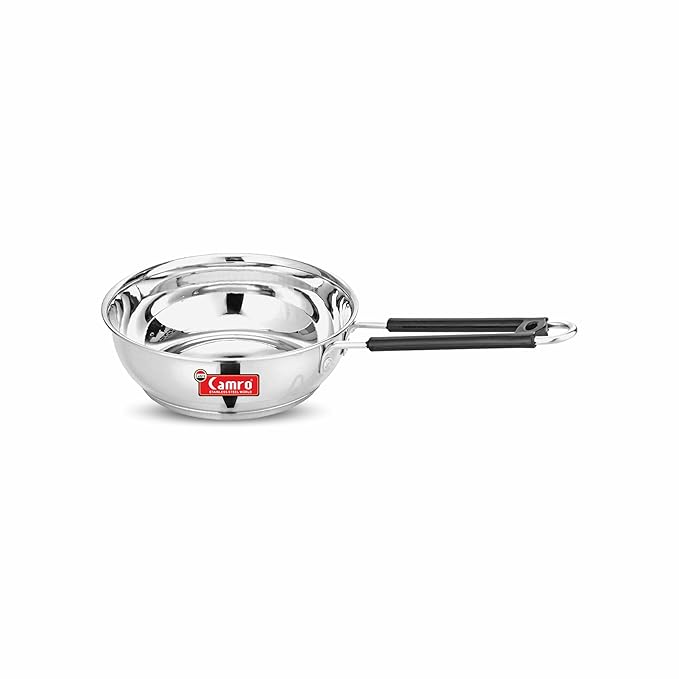 Camro Induction Bottom Deep Fry Pan 11 No 1.2 Liters Stainless Steel Dishwasher Safe