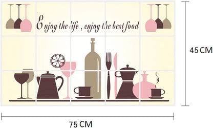 Jaamso Royals Kitchen Tools Wall Tiles Stickers Waterproof Kitchen Stickers Dinner Set