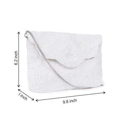 Astrid Women's White Pearl Beaded Party Sling Bag