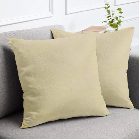 Cloth Fusion Velvet Sofa Cushion Cover Set of 5 Luxurious Cushion Cover Cream Colour
