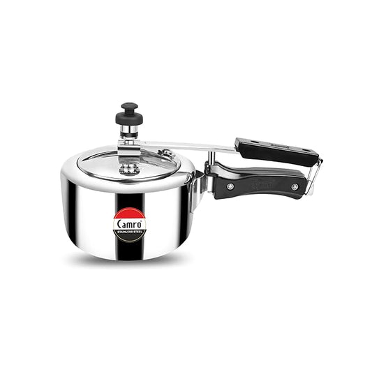 Camro Steel Pressure Cooker Steller 2 Liters Inner Lid Induction and Gas Stove Friendly