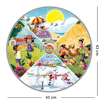 The Book Tree Bright Brain 4 in 1 Indian Seasons Jigsaw Puzzle for Kids 60 Piece Puzzles Educational Toy