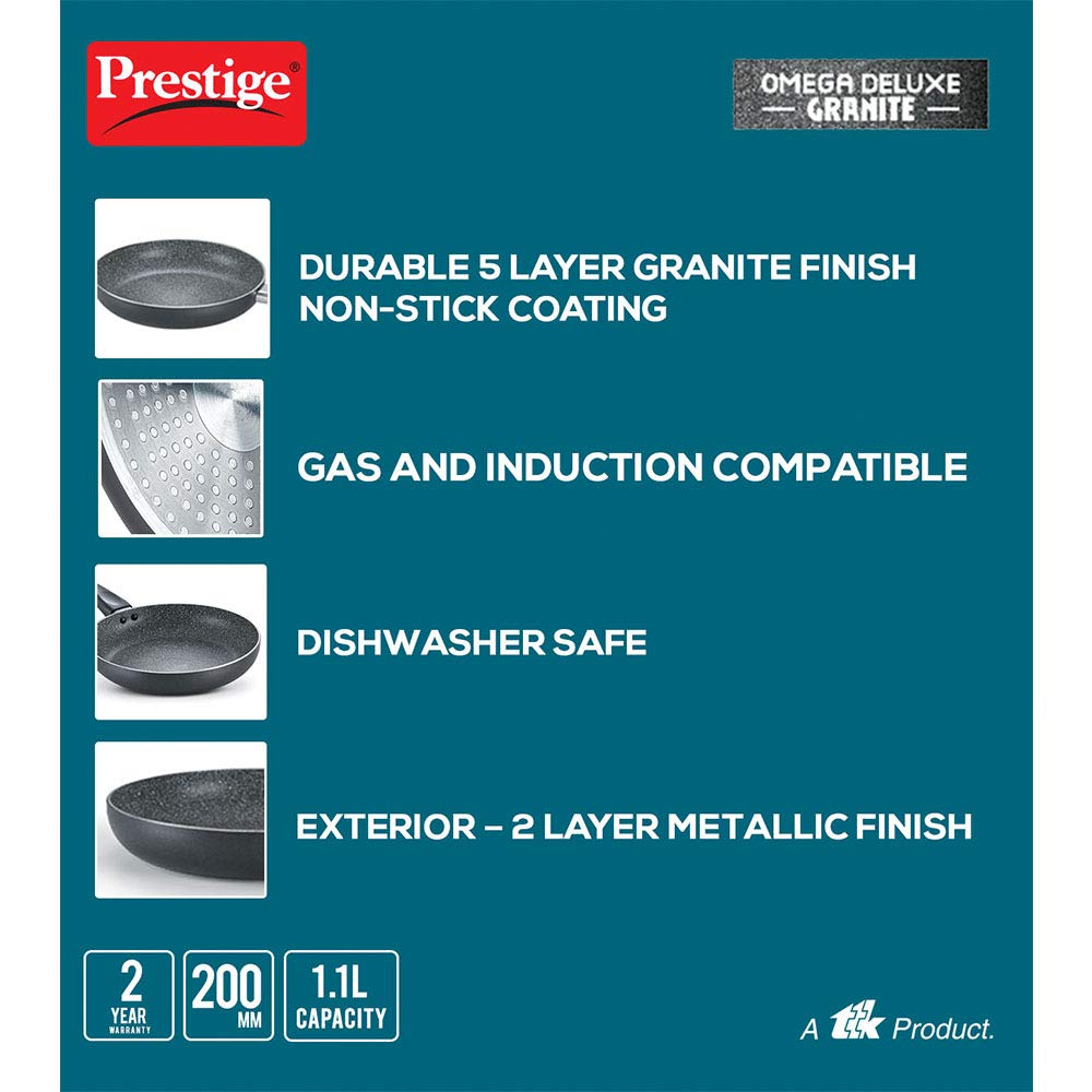 Prestige Non-Stick Omega Deluxe Granite Fry Pan (Omelette Pan) 20 Centimetre