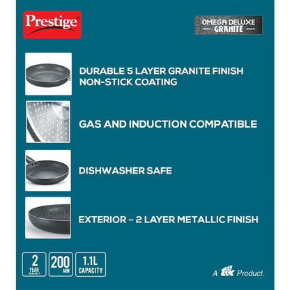 Prestige Non-Stick Omega Deluxe Granite Fry Pan (Omelette Pan) 20 Centimetre