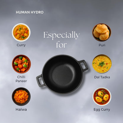 Human Hydro Pre-Seasoned Cast Iron Cookware Combo — Tawa 30cm + Kadai 25cm Naturally Nonstick Induction Gas