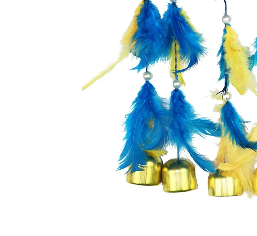 Wind Chime 5 Bell Dream Catcher Blue Yellow