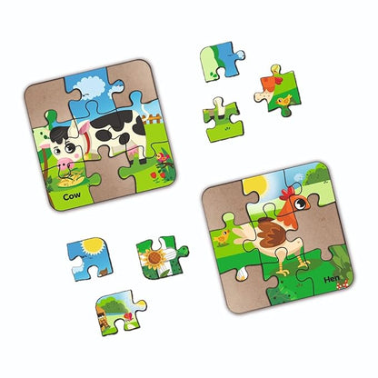 Mini Leaves Wooden Puzzle 4 In1 My Farm Premium Wooden Jigsaw Puzzle Set | Learning & Picture Identify Puzzle Kit