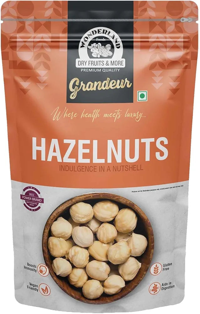 WONDERLAND FOODS  Grandeur Premium Hazel Nuts 200G Pouch|Hazel Nut Kernels|Healthy Snacks|Healthy&Tasty For Eating|Natural And Ideal For Healthy Snacking