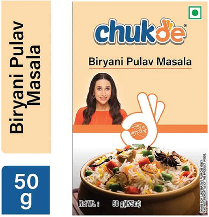 Chukde - Biryani Pulav Masala - Enhance Your Rice Dishes with Traditional Indian Flavors - Ideal for Making Flavorful and Aromatic Rice Dishes - Powdered Blended Spice - 50 Gm