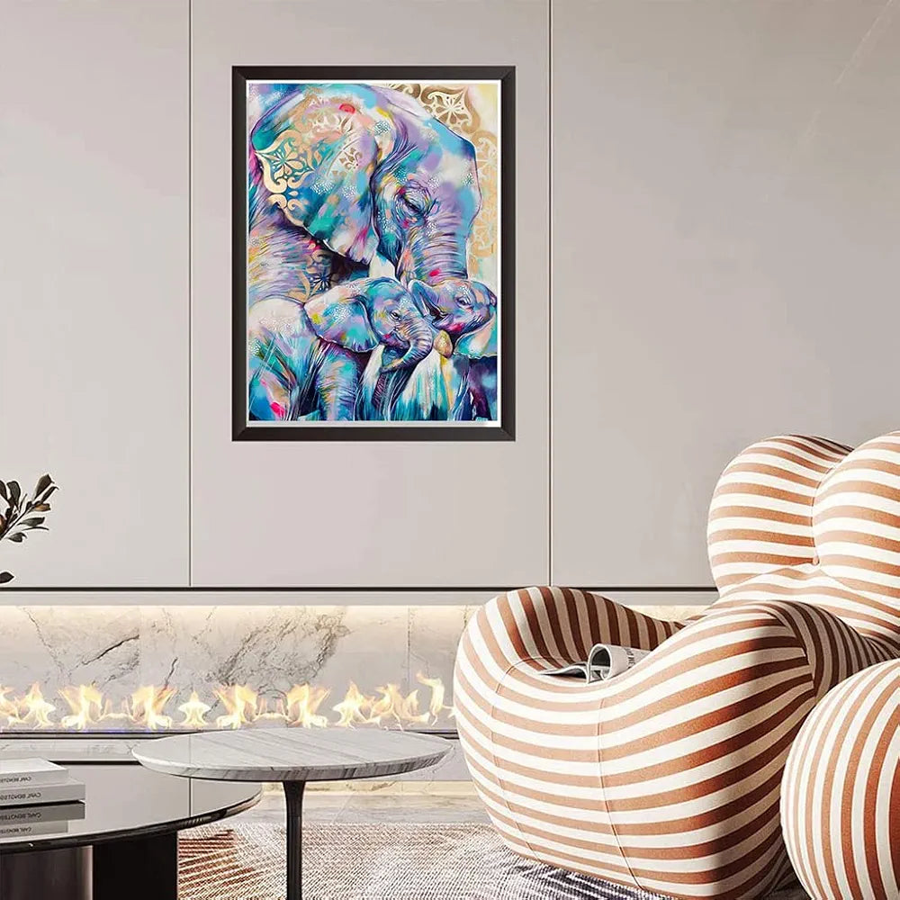 HASTHIP® Elephant Diamond Painting Kit with Round Diamonds,5D Diamond Painting Kit for Adults & Kids,30 X 40cm Full Drill Elephant Gem Art for Home Wall Decor Gifts 
