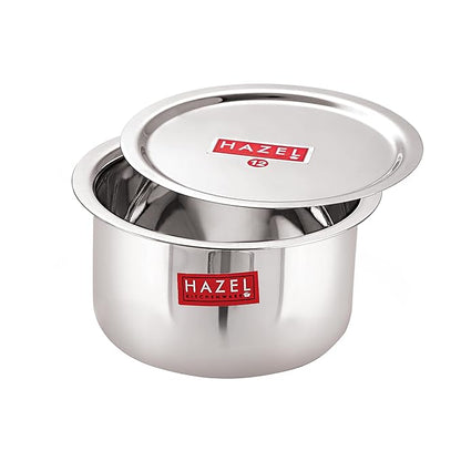 Hazel Alfa Stainless Steel Tope Patila with Lid Round Bottom Boiling Vessels Bhagona Dekchi (1.9 Litre)