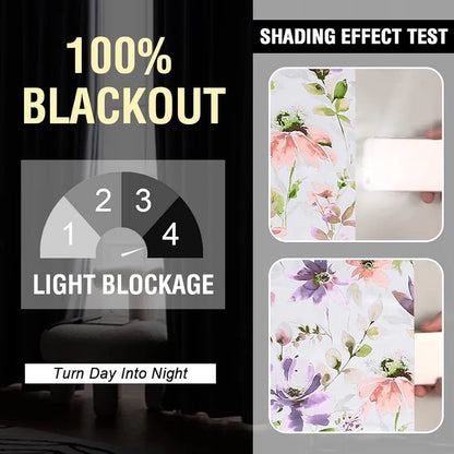 Cloth Fusion Blackout Printed Premium Door Curtains 7 Feet Long Set of 2 Purple Lotus