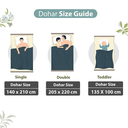 Divine Casa Floret 100% Cotton Double Dohar 120 GSM Soft & Lightweight Throw Blanket Colour Floral Breeze