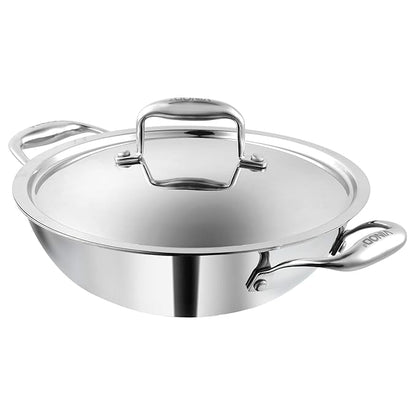 Vinod Platinum Triply Stainless Steel Cookware Kadai With Lid | 3.2 Litres | 26 Cm | 2.5 Mm Thick | 3 Layer Kadhai
