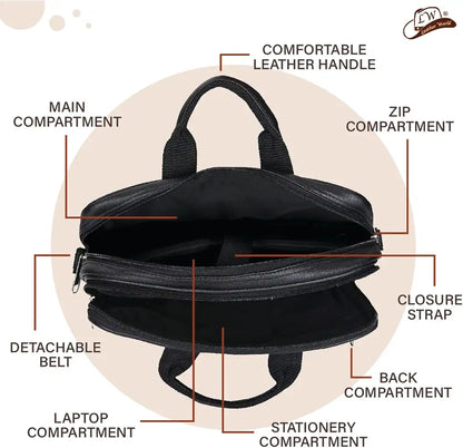 Leather World Pu Leather Mini 14 inch Laptop Office Bag | Office Bag | Messenger Bag | Travel Bag