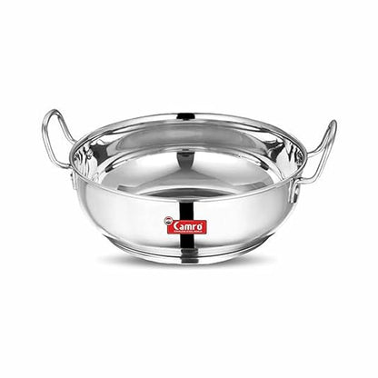 Camro Kadhai Induction Bottom 1.8 Liters kadhai Steel Stainless Kadhai for Deep Frying