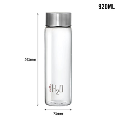 Cello H2o Steelox Glass Water Bottle | 920 Ml | Set of 3 | Silver