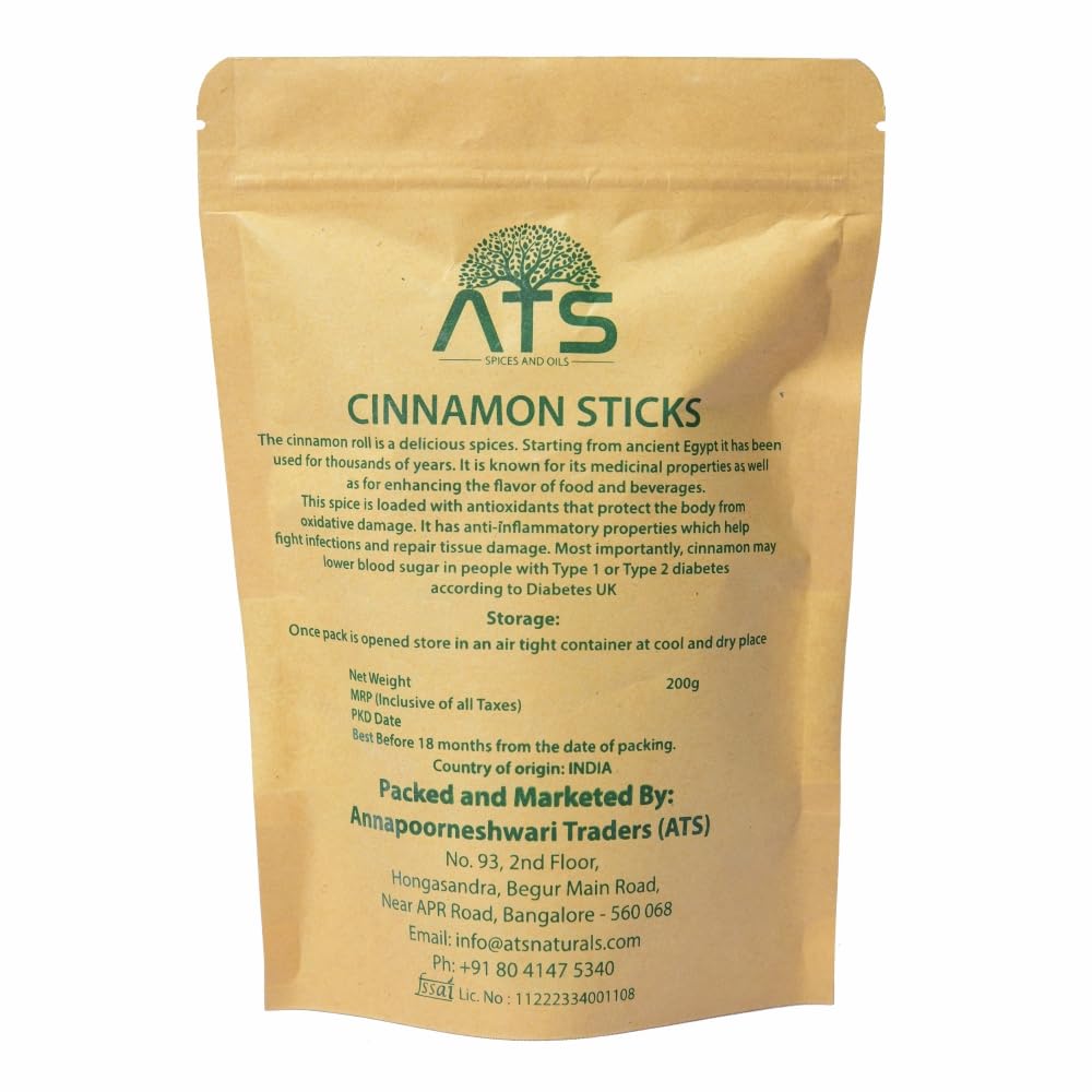 ATS Natural Finest cinnamon Sticks - 200 Gms