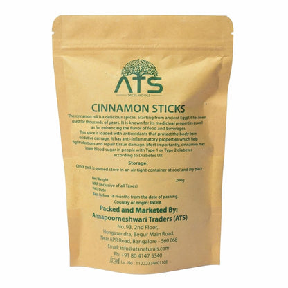 ATS Natural Finest cinnamon Sticks - 200 Gms