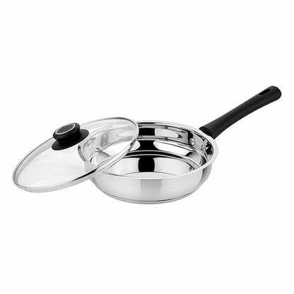 Prabha Heavy Gauge Bottom Encapsulated Base Induction Stainless Steel Frypan with Lid 1.1L and Size 18cm