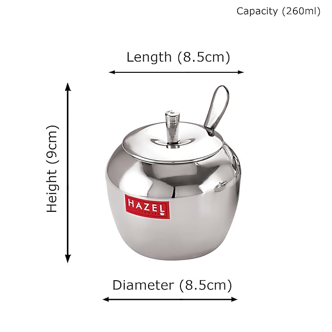 Hazel Stainless Steel Oil and Ghee Container With Spoon for Kitchen 260 ml Capacity