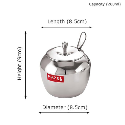 Hazel Stainless Steel Oil and Ghee Container With Spoon for Kitchen 260 ml Capacity