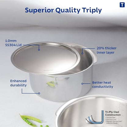Tramontina Aeion Triply 16cm|1.6L Tope with SS 304 Lid