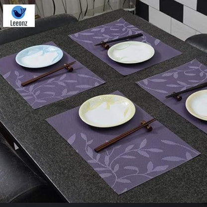 Leeonz Easy to Clean Non-Slip Heat Resistant Dining Table Mats Purple Set of 6pcs