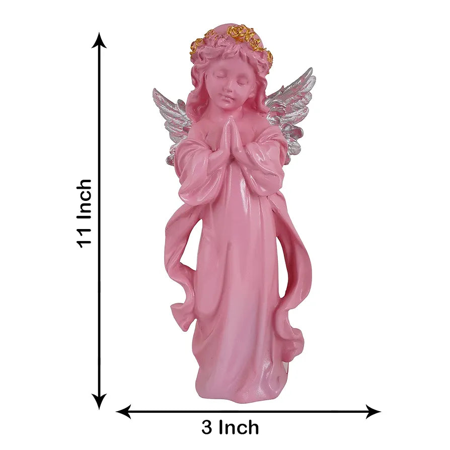 Zart Praying  Angel Girl Silver Winged Showpiece for Home Decor Showpiece
