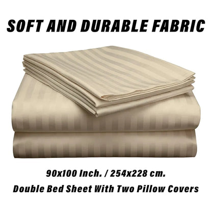 Kuber Industries Double Bedsheet with 2 Pillow Covers 144 TC Glace Cotton Bedsheet  Hotel Bedroom Cream