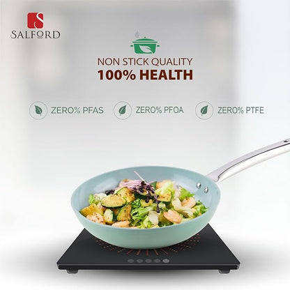 Salford Forged Ceramic Non-stick Frypan With Tubular Ss Handle | Induction & Gas Ready | Green | 240mm | 1.85 Litre