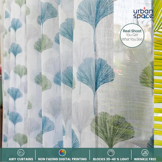 Urban Space Sheer Linen Curtains for Door Light Filtering Linen Textured Decorative Curtains with Eyelets and TieBack for Bedroom Set of 2 Curtains Mushroom Green