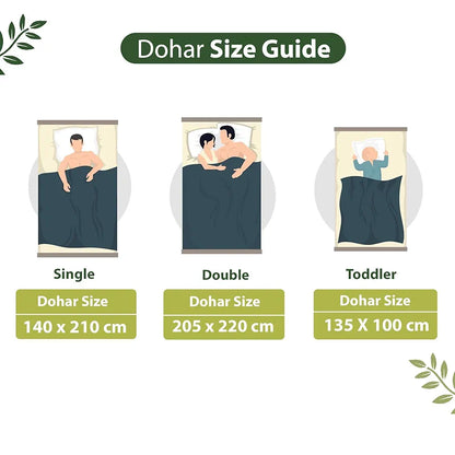 Divine Casa Glace Cotton Double Bed Dohar Lightweight & Breathable AC Blanket Colour Olive Green & Blue