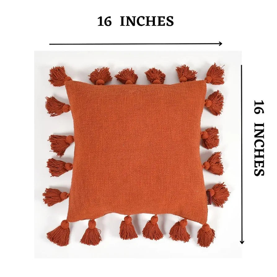 Homadorn Luxury Cotton Handmade Decorative Boho Throw Pillow Covers Colour Rust