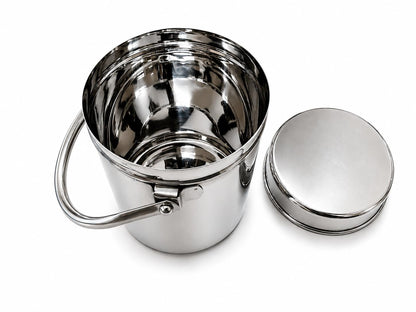 KC Stainless Steel Multipurpose Storage Container, Milk Pot with Airtight Lid, Handle, Floral Engraved - (1 litres)