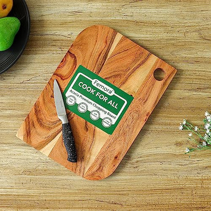 Femora Vegetable Acacia Wood Chopping Board Anti Bacterial Seasoned With Organic Mineral Oil Rectangular Shape | 34 X 24 Cm