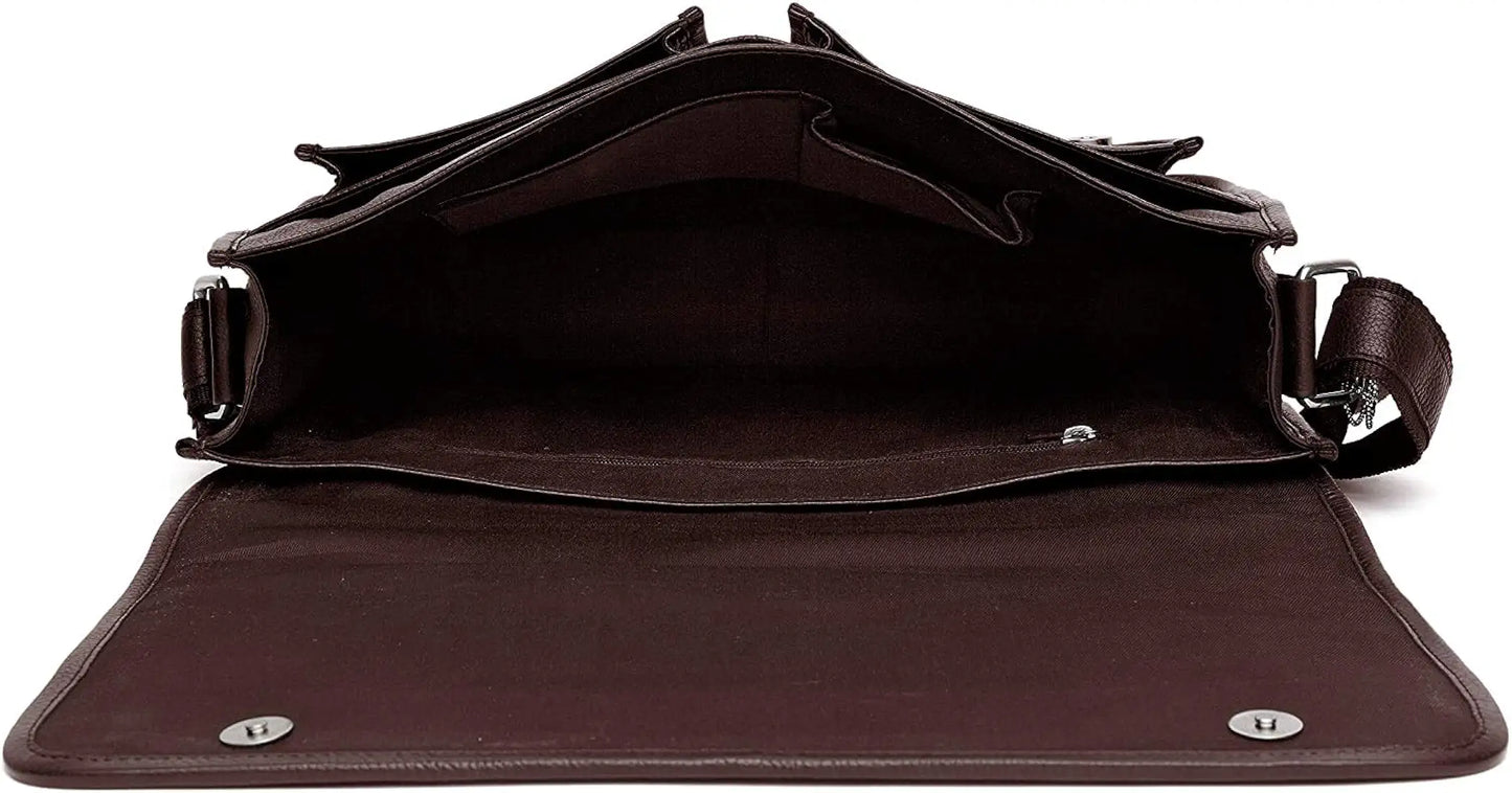 WildHorn Urban Edge100% Leather Laptop Messenger Brown Men's Bag 