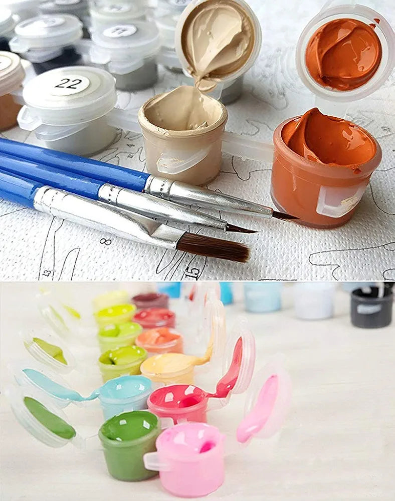 HASTHIP Diy Oil Painting, Acrylic Figures Painting, Paint By Number Adult With 3X Magnifier Card, Printed, Multicolor